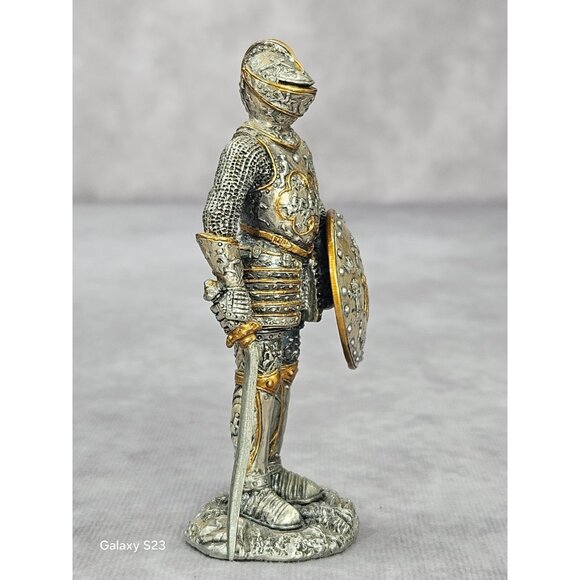 Rare Italy Veronese 2006 Pewter Warrior Knight Statue Figurine w/Sword Shield - Picture 9 of 16